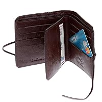 MKWS brown horse hair bill fold & credit car wallet with flap REDM5769