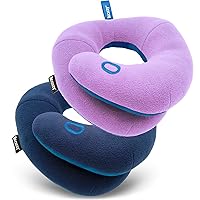 BCOZZY Kids Bundle- 2 Travel Neck Pillows for Toddlers- Super Soft Head, Neck, and Chin Support, for Comfortable Sleep in Car Seat Booster and Plane- Washable, Navy, Light Purple