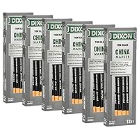 DIXON Industrial Phano Peel-Off China Marker Pencils, Thin, Black, 6 Dozens