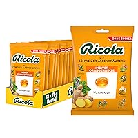 Ricola Ginger Orange Mint, 18 Bags Original Swiss Herbal Sweets with 13 Alpine Herbs & Refreshing Ginger, Sugar-Free, 18 x 75 g