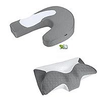 HOMCA Cervical Pillow - Ergonomic Memory Foam Pillow for Neck and Shoulder Pain Relief with Cooling Ice Silk Pillowcase, Orthopedic Neck Bed Pillow for Side, Back and Stomach Sleepers
