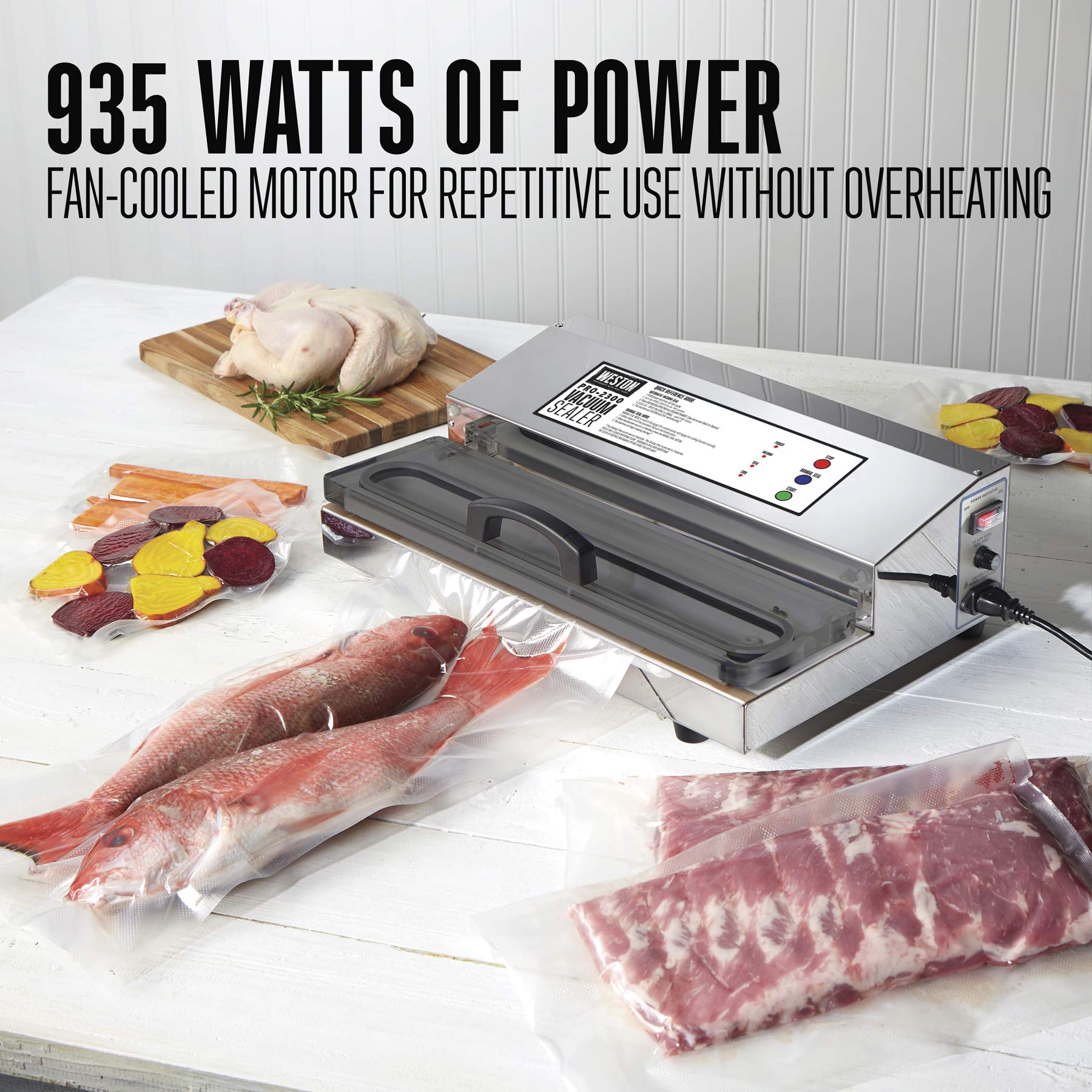 Weston Brands Vacuum Sealer Machine for Food Preservation & Sous Vide, Extra-Wide Bar, Sealing Bags up to 16