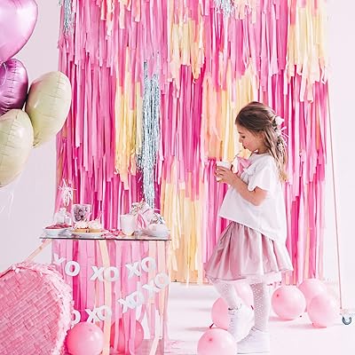 PartyWoo Crepe Paper Streamers 8 Rolls 656ft, Pack of Pink, Hot Pink, Peach and White Party Streamers for Birthday Decorations, Party Decorations