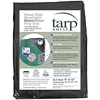 Kotap 9-ft x 12-ft Heavy-Duty 12 by 12 Cross Weave 8-mil Reversible Green/Silver Poly Tarp, Item: TGS-0912