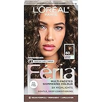 L'Oreal Paris Feria Multi-Faceted Shimmering Permanent Hair Color, 60 Crystal Brown (Light Brown), Pack of 1, Hair Dye