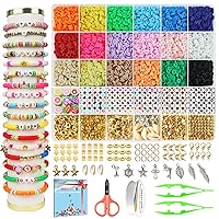 Redtwo 5100 Clay Beads Bracelet Making Kit, Flat Preppy Beads for Friendship Jewelry Making,Polymer Heishi Beads with Charms Gifts for Teen Girls Crafts for Girls Ages 8-12