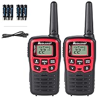 Midland® - T31VP - X Talker - 22 Channel FRS Walkie Talkies - Extended Range Two-Way Radios, 38 Privacy Codes, & NOAA Weather Alert - Set of 2 - Black/Red