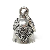 Heart with Wings Motorcycle Biker Bell Accessory or Key Chain for Luck