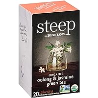 steep by Bigelow Organic Oolong with Jasmine Green Tea, Caffeinated, 20 Count (Pack of 6), 120 Total Tea Bags