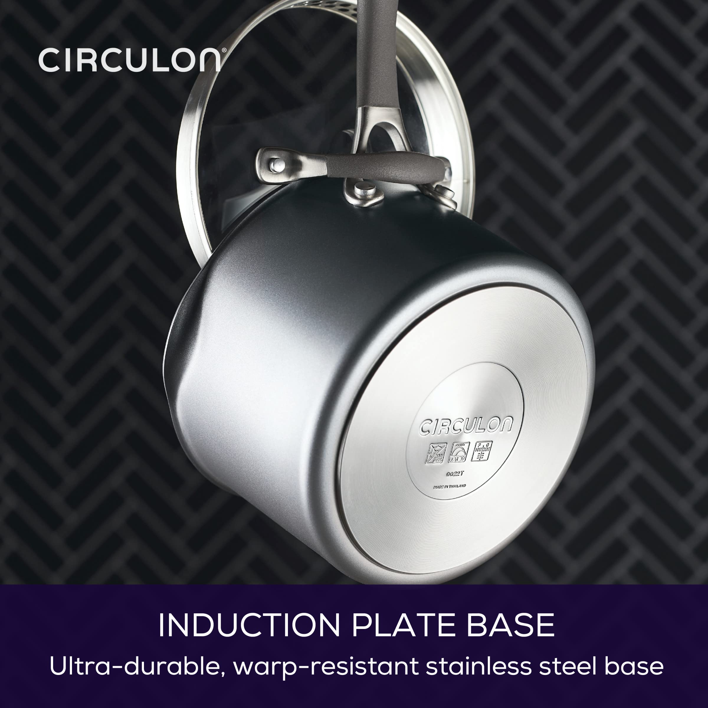 Circulon A1 Series with ScratchDefense Technology Nonstick Induction Straining Sauce Pan with Lid, 3 Quart, Graphite