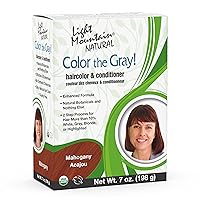 Light Mountain Henna Hair Color & Conditioner, Color the Gray - Mahogany Hair Dye for Men/Women, 2-Step Chemical-Free, Semi-Permanent Hair Color for White, Gray, and Blonde Hair, 7 Oz (Pack of 1)