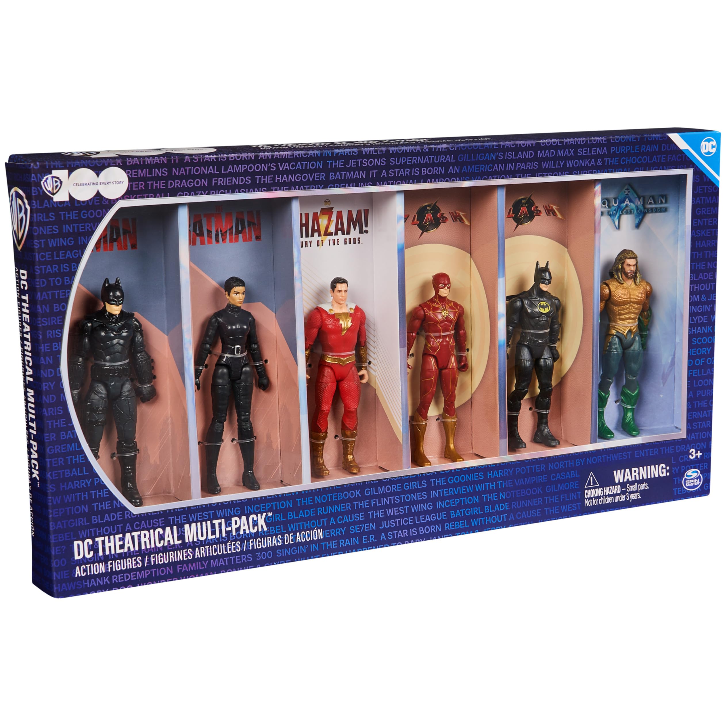 DC Comics, DC Theatrical Multi-Pack (Limited Edition), 6 Iconic Super Hero Action Figures, 4-inch Tall, WB 100 Years Anniversary Collectible, Superhero Kids Toys for Boys and Girls, Ages 3+