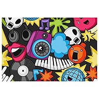 Music Cartoon Placemats, Set of 6 Table Mats for Dining Tables, 12×18 Inches Anti-Skid Heat Resistant Kitchen Table Place Mats