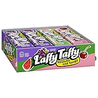 Laffy Taffy Stretchy & Tangy Variety Candy Box, Grape, Watermelon, and Cherry Flavors, Springtime Easter Candy, 1.5 Ounce Bars (Pack of 24)