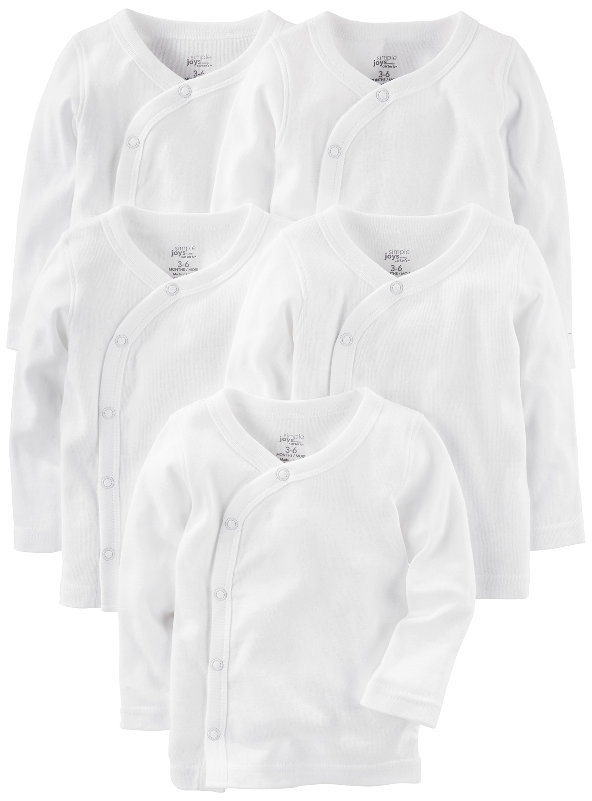 Simple Joys by Carter's Unisex Babies' Side-Snap Long-Sleeve Shirt, Pack of 5
