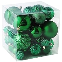 Christmas Balls Ornaments -36pcs Shatterproof Christmas Tree Decorations with Hanging Loop for Xmas Tree Wedding Holiday Party Home Decor,6 Styles in 3 Sizes(Green)