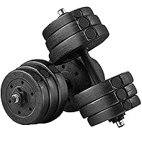 Yaheetech Adjustable Dumbbells Weight Set Dumbbell Weights Exercise & Fitness Equipment w/ 4 Spinlock Collars & 2 Connector Options for Women & Men Home Gym Strength Training 44LB/55LB/66LB