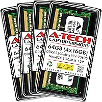 A-Tech 64GB (4x16GB) DDR4 3200 MHz SODIMM PC4-25600 (PC4-3200AA) CL22 Non-ECC Laptop RAM Memory Modules