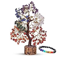 Seven Chakra Healing Bonsai Tree, 7 Chakra Crystal Stones Décor Tree , Feng Shui Tree for Fortune, Spiritual Gifts Money Tree for Good Luck