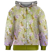 PattyCandy Cool Hooded Jacket Floral Dinosaur Patterns Kids Zip Up Jacket - 6