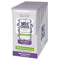 Wet Ones Antibacterial Lavender Hand Wipes | Moisturizing Wipes | 20 ct. Travel Size (10 pack)
