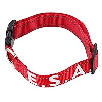 Emotional Support Dog Collar Red - M Nylon Embroidered with Reflective Text for Medium Sized Dogs