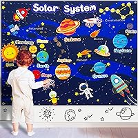 40Pcs Solar System Planets Toys Felt Flannel Board Story Set for Kids 3.5 Ft Preschool Early Learning Interactive Storytelling Play Kit Reusable Wall Hanging Space Toys Gift for Toddlers