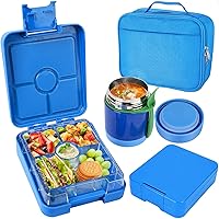 Lunch Box ~ Pinnacle Insulated Leak Proof Lunch Box for Adults and Kids - Thermal Lunch Container with New Heat Release Valve ~Set of 2~ Blue/Pink