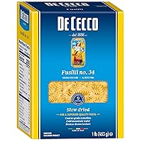 De Cecco Semolina Pasta, Fusilli No.34, 1 Pound (Pack of 6)