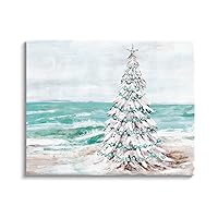 Stupell Industries Snowy Christmas Tree Beach Shore Canvas Wall Art, Design by Amanda Hilburn