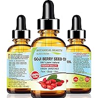 GOJI BERRY SEED OIL Lycium Barbarum Himalayan 100 % Pure Natural Virgin Unrefined Cold Pressed Carrier Oil 0.5 Fl. Oz.- 15 ml for FACE, SKIN, DAMAGED HAIR, NAILS by Botanical Beauty