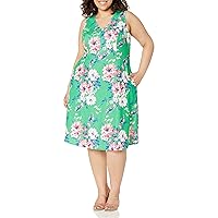 London Times Women's V-Neck Flare Dress Guest of Garden Party Floral Fun