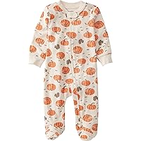 little planet by carter's unisex-baby Sleep and Play made with Organic Cotton, Pumpkin, 3 Months