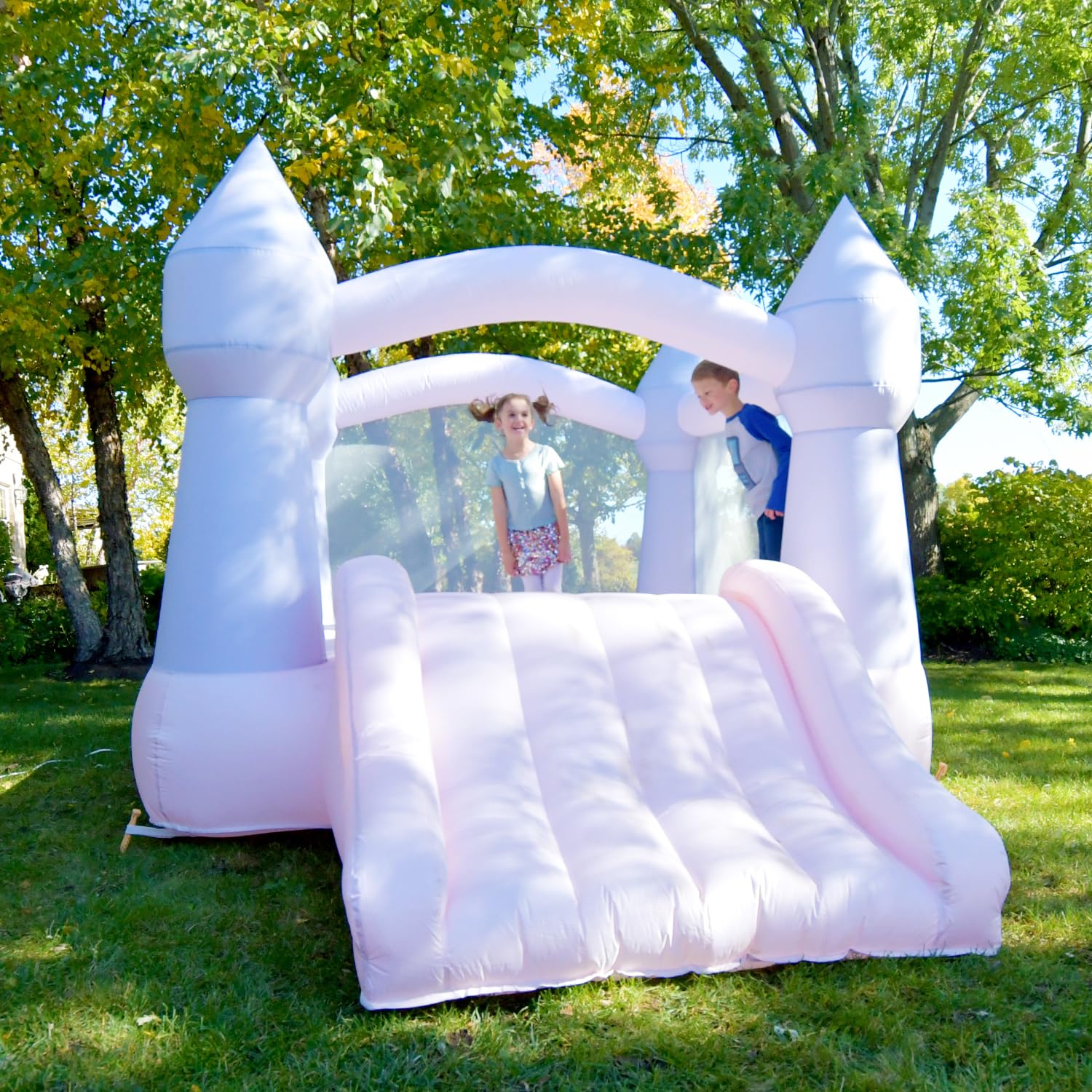 Bounceland Bouncy Castle Daydreamer Cotton Candy Bounce House, Pastel Bouncer with Slide, 12 ft L x 9 ft W x 7 ft H, UL Blower Included, Trendy Bouncer for Kids, Indoor and Outdoor Use