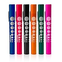 Pupil Gauge Penlight, Lightweight and Moulded Plastic Body, Clip-on Design, Disposable, Pack of 6 Pcs, Assorted Colors