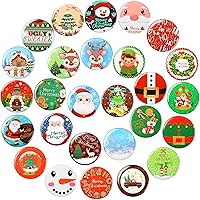 SEPGLITTER 54Pcs Christmas Party Favors Button Pins Tinplate Badge Brooch Snowman Reindeer Santa Lapel Pins for Kids Christmas Party Decorations Supplies Goodie Bag Stuffer (27 Designs)