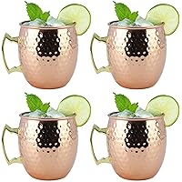 Moscow Mule Mug, Set of 4 Copper Hammered, Durable for Home Dining, Max Capacity 20oz, 3.7