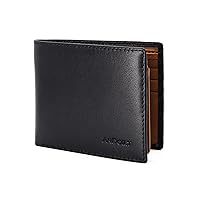 ANDOILT Wallet for Men Genuine Leather RFID Blocking Bifold Stylish Wallet with 2 ID Window - black&brown
