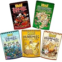 [Official Gilim HBAF] 5 Flavors Almonds Roasted Onion 120g, Hot Spicy Chicken 120g, Honey Butter 120g, Laver 120g, Garlic Bread 120g, Supreme Korean Almond Nutritious Snack Gift Party Pack