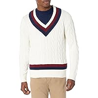 Brooks Brothers Men's Supima Cotton Cable V-Neck Tennis Sweater