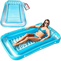 SWIMLINE Original Suntan Tub Classic Edition Inflatable Floating Lounger Blue | Personal Tanning Pool Hybrid Lounge | Comfort Pillow | Fill with Water | for Kids & Adults | Reflective Tanning Design