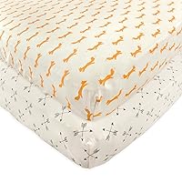 Touched by Nature Unisex Baby and Toddler Organic Cotton Crib Sheet, Fox, One Size