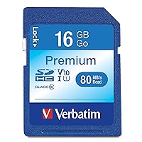 Verbatim 16GB Premium SDHC Memory Card, UHS-I V10 U1 Class 10, blue