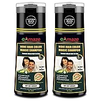 NONI Hair Color Shampoo, 200mlX2 (Natural Black) | Ammonia Free | Instant Black Hair in Just 5 Minutes (Grey Hair Coloring) | For Both Men & Women