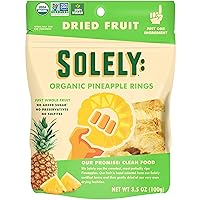SOLELY Organic Dried Pineapple Rings, 3.5 oz, 6 Pack – Real Fresh Fruit, Portable On-the-Go Snack, Vegan, Non-GMO, No Sugar Added, Not From Concentrate, Shelf-Stable, Healthy Snack for Kids & Adults
