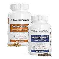 Vitamin D2, Zinc, Chaga, Reishi (120ct) and Cordyceps-M (120ct) Bundle - Natural Immune Support, Energy, and Vitality - Vegan, Gluten Free, Non-GMO, Organic Mushroom Extracts