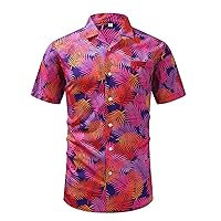Men's Hawaiian Floral Shirts Lightweight Button Down Tropical Holiday Beach Shirts Casual Summer Basic Blouse