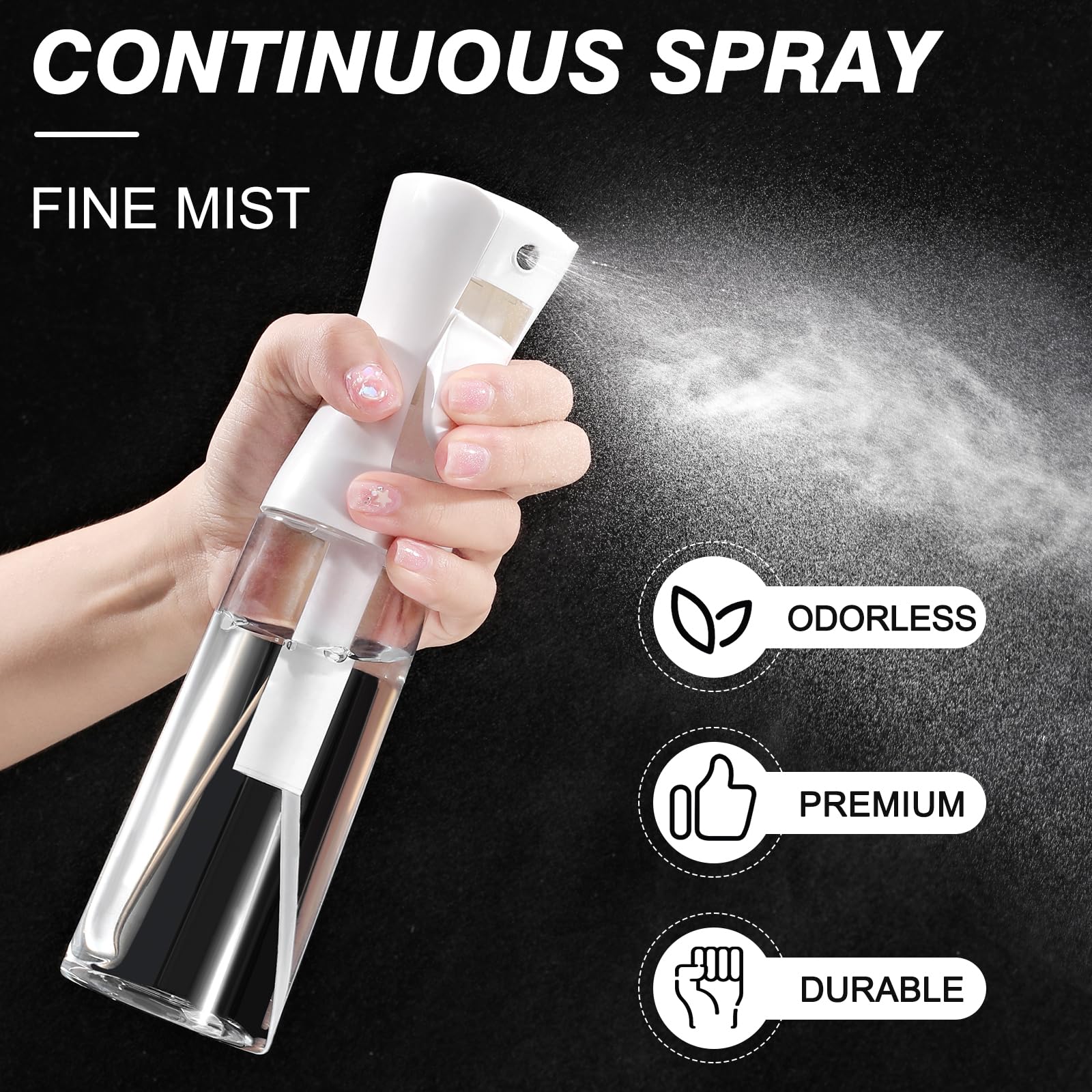 Continuous Spray Bottle for Hair (10.1oz/300ml) 2 Pack Home Essentials Spray Bottles For Cleaning Empty Ultra Fine Water Mister Sprayer For Hairstyling Garden Plants Skin Care Curly Hair Perfume Etc
