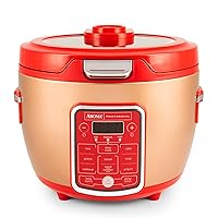 Aroma Professional ARC-1230R Cool Touch Glass Lid, Food Steamer, Slow Cooker, Multicooker with 11 Preset Functions, Steam Tray, Measuring, Rice Spatula, 20 Cup Cooked, Red