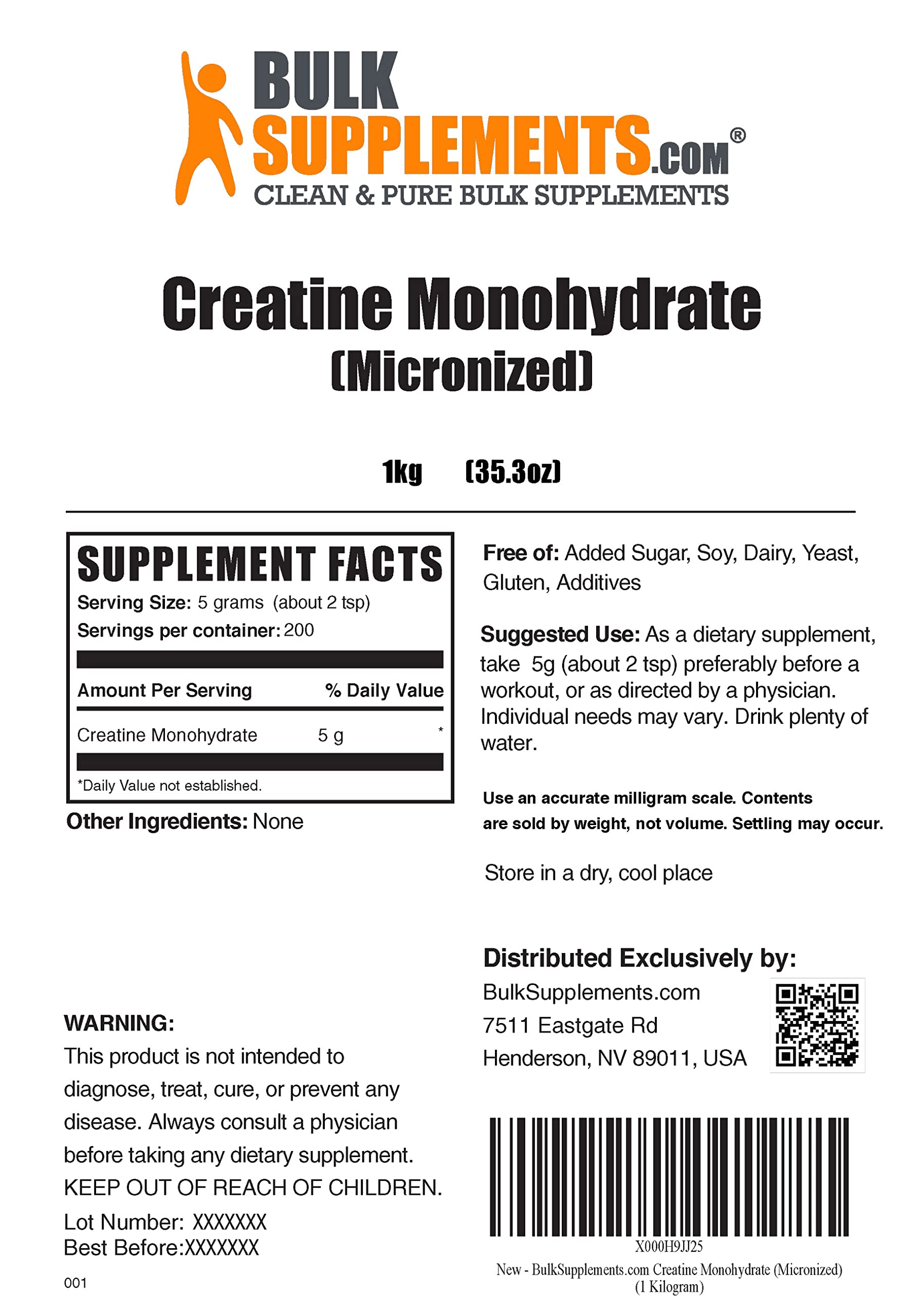 BULKSUPPLEMENTS.COM Essential Amino Acids Powder (EAA Powder) 1KG & Creatine Monohydrate Powder (Micronized Creatine) 1KG Bundle
